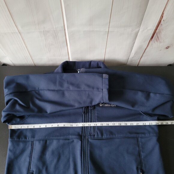 Columbia Men’s L Zip Front Lightweight Jacket, Navy Blue, Three Front Zip Pocket - Picture 7 of 8